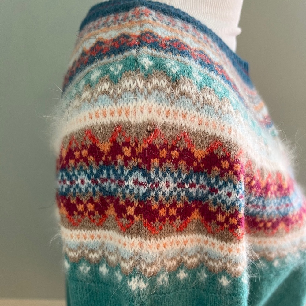 Eribe Scotland Knit Alpine Cardigan, Fair Isle, Size Large, Soft Wool/Angora - Picture 5 of 13